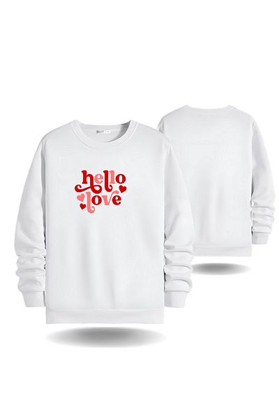 Gölge Store Hello Love Valentine Crew Neck Ανδρικό γυναικείο φούτερ Slimfit 6019