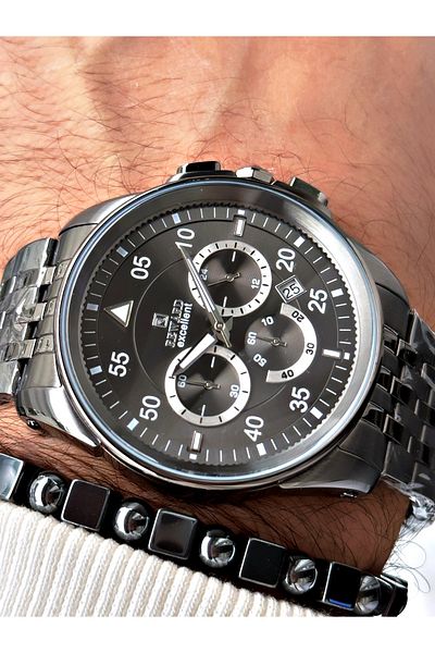 Reward Men's Wrist Watch - Smoke Color, Minute Display, Steel Case Cord + Bracelet Gift