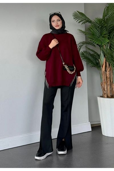 HAZA سترة تريكو نسائية نصف سلسلة.