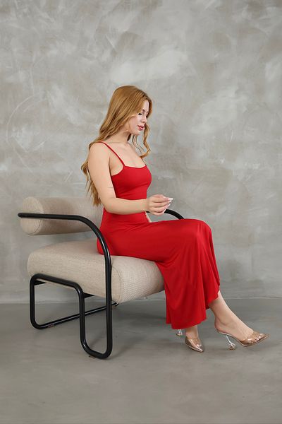 modavingo Women's Red Strap Adjustable Flexible Sandy Fabric Dress