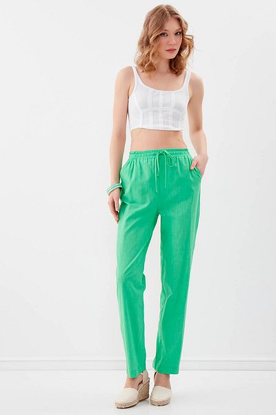 Vitrin Viscose Linen Comfortable Trousers with Elastic Waist