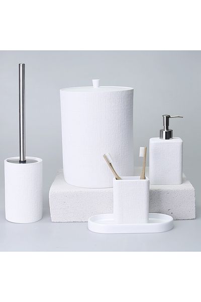 Selim Linen Bathroom Set White