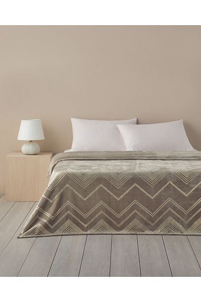 English Home Splendid Beige Διπλή Κουβέρτα - Φύλλο με στάμπα, Supersoft 200x220 cm