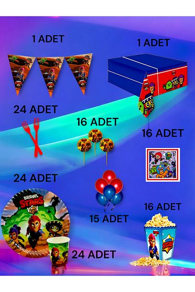 VibeHome 24 Person Brawlstars Fan XL Pack - Birthday Party & Fun Events