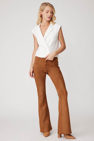Vitrin High Waist Spaghetti Suede Fabric Trousers