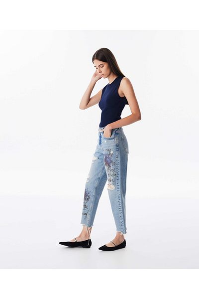 Twist Effect Hand Painted Jean Pants