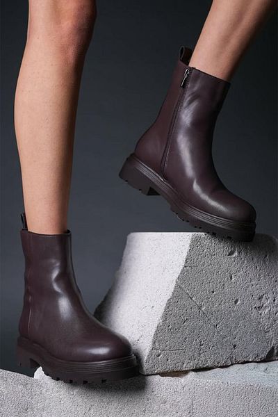 Marjin Brown Rintos - Women's Casual Boots with Thick Soles and Serrated