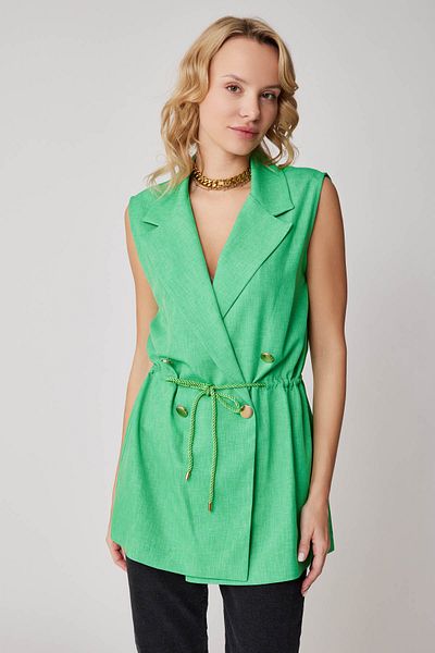 Vitrin Tie Waist Gold Button Detailed Vest