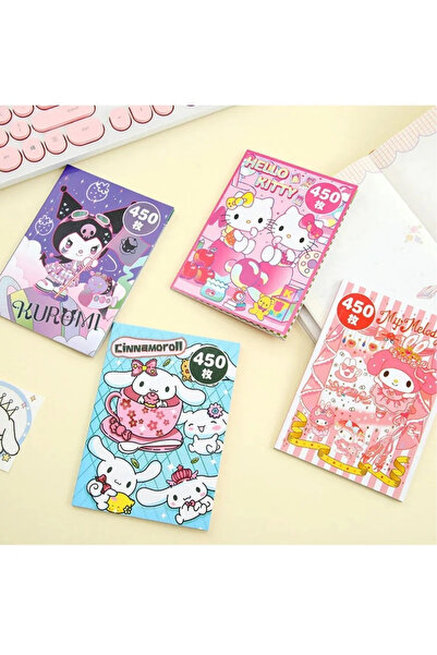 ÖZ OFİS Kuromi My Melodi Cinnamoroll Hello Kıtty Sticker Defter 450 Adet Stic...