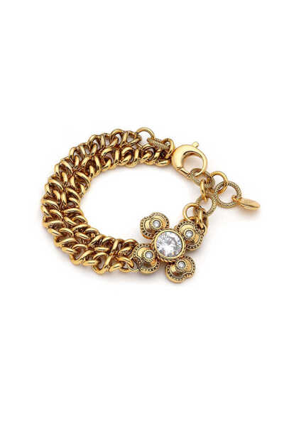 Mon Reve Lucky Altın Kaplama Yonca Charm Çoklu Zincir Bilezik