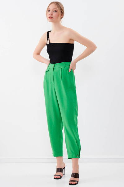 Vitrin High Waist Trousers with Button Detail