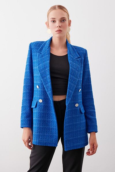 Vitrin Jacke mit Schlitzen auf der Rückseite, Knöpfen auf der Vorderseite und Taschen