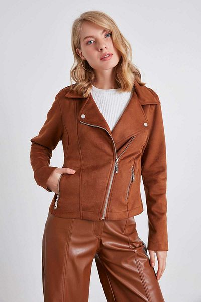 Vitrin Μπουφάν Biker Faux Suede γιακά πεταλούδας