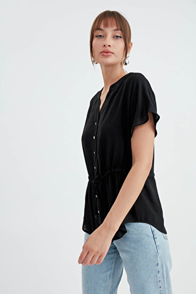 Vitrin Viscose Linen Blouse - Gathered Front Design