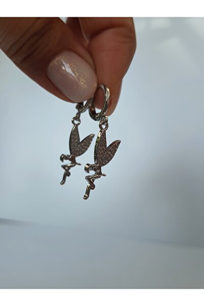 kurukafagift Peri Gümüş Renk Çift Küpe