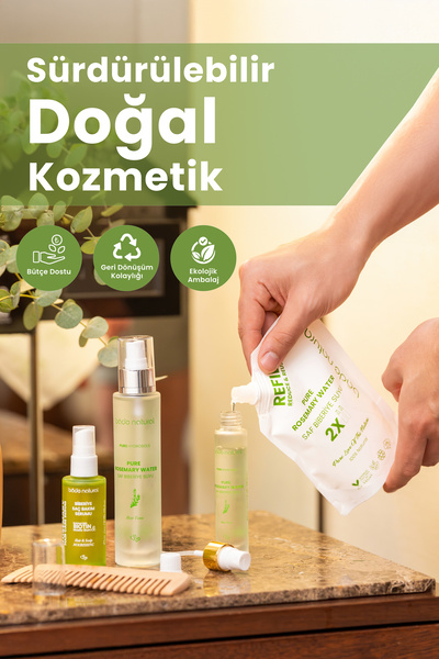 Bade Natural Biberiye Suyu Güçlendirici Saç Toniği Refill Paket 200 ml %100 Doğal