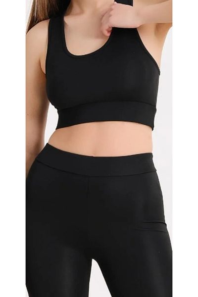 LUSEL Back Triangle Tulle Detailed Sponge Sports Bustier Sports Bra