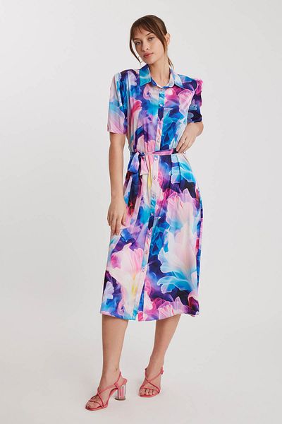 Vitrin Rochie cu curea cu nasturi cu model abstract