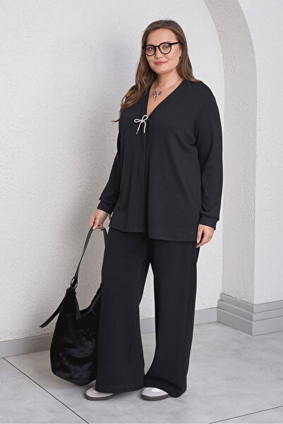 Büyük Moda Stone Bow Detailed Cardigan