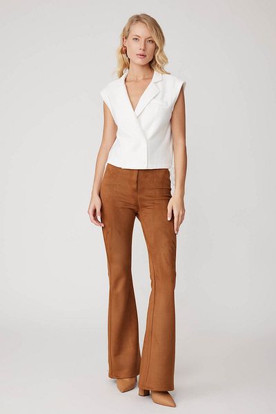 Vitrin High Waist Spaghetti Suede Fabric Trousers