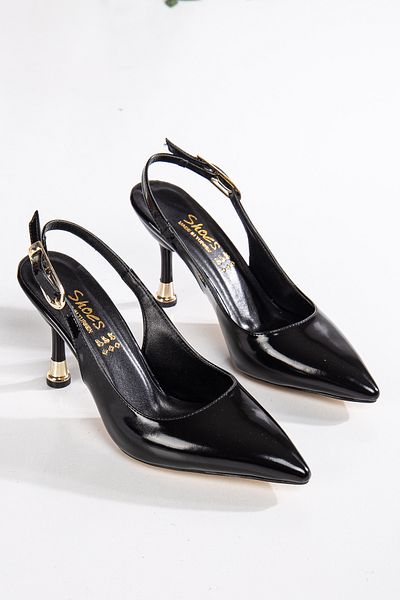 Mc vay Shoes Stiletto elegant pentru femei, cu spate deschis, design special, toc lateral, cataramă aurie