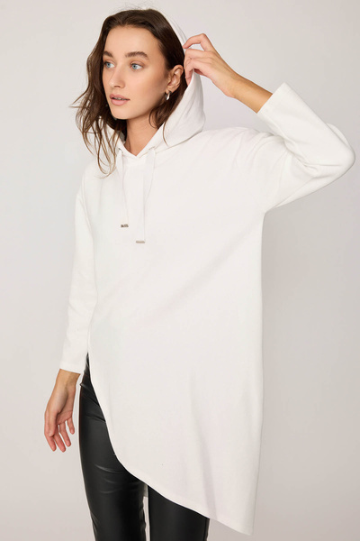 Vitrin Yanı Yırtmaçlı Kapüşonlu Elbise