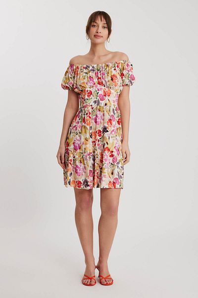 Vitrin Boat Neck Floral Dress