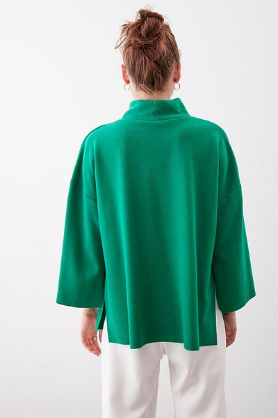 Vitrin Πλεκτή oversize μπλούζα με χαμηλό μανίκι γιακά και πλαϊνά σκισίματα