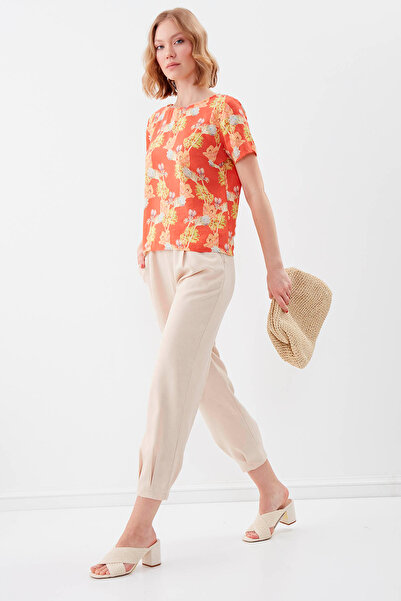 Vitrin Elastic Waist Pleated High Waist Trousers