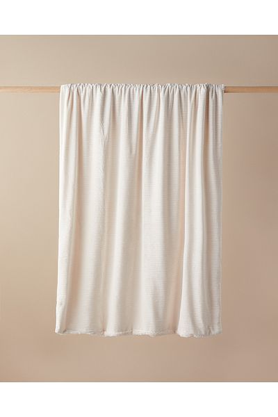 English Home Cream Colored Corduroy Sherpa Velvet Tv Blanket - 120X160 cm