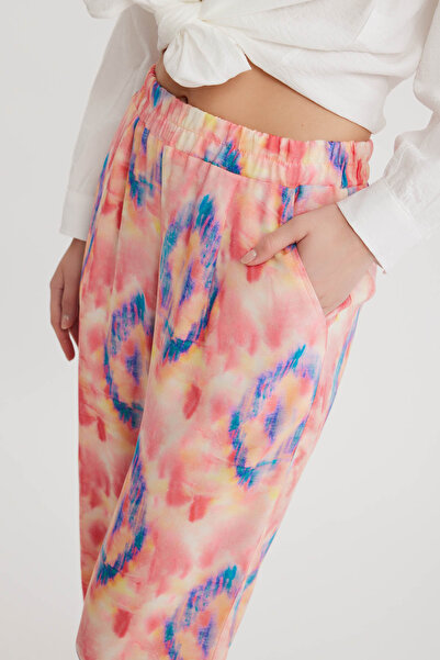 Vitrin Patterned Pleated Trousers with Elastic Waist