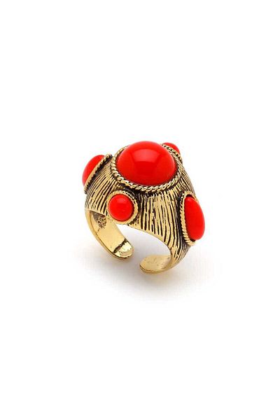 Mon Reve Tust Coral Natural Stone Ring