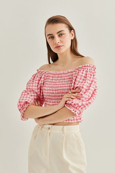 Vitrin Glitzerbluse mit Gingham-Muster