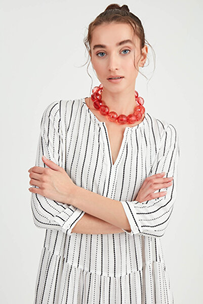 Vitrin Half Sleeve Striped Layered Dress