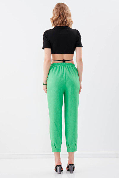 Vitrin Elastic Waist Pleated High Waist Trousers