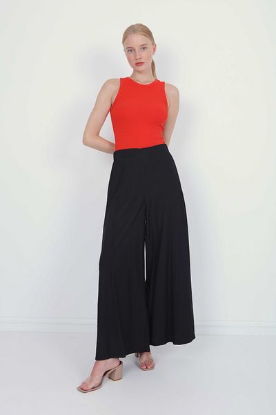 Vitrin Wide Leg Trousers with Elastic Back