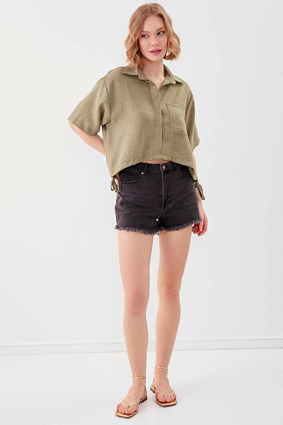 Vitrin Crop-Shirt mit einer Tasche und elastischem Bund