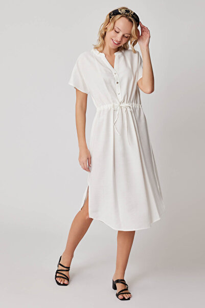 Vitrin Short Sleeve Comfortable Dress with Drawstring at the Waist