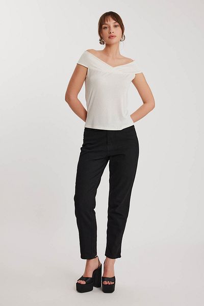Vitrin Boat Neck Glitter Blouse