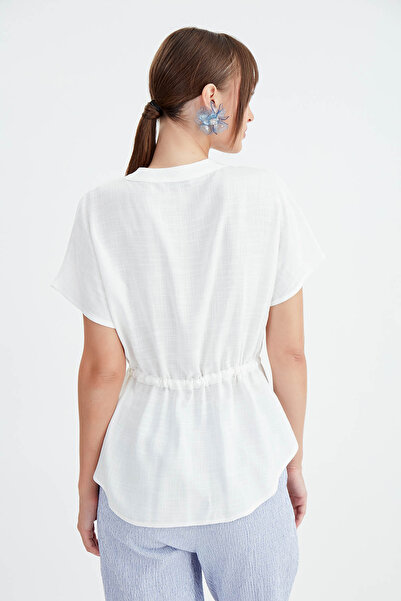 Vitrin Viscose Linen Blouse - Gathered Front Design