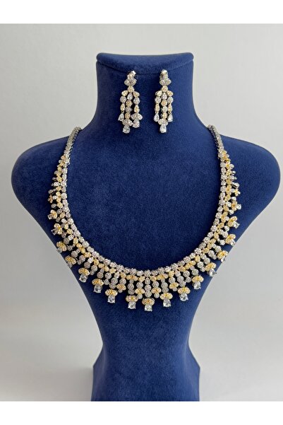 Silver 925 Ayar Gümüş Altın Kaplama Kolye Seti