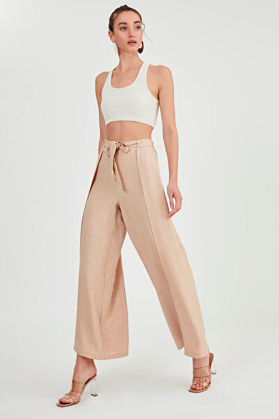 Vitrin Waist Tied Flowing Side Slit Trousers