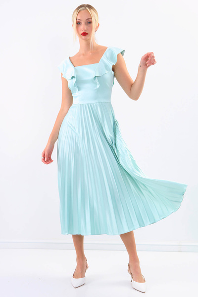 Vitrin Φόρεμα από σατέν πλισέ φούστα με μανίκια