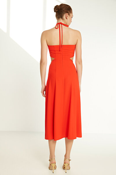Vitrin Halter Neck Window Detailed Dress