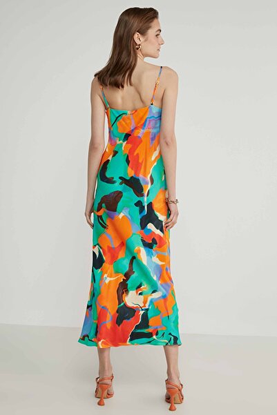 Vitrin Strappy Degaje Collar Long Dress