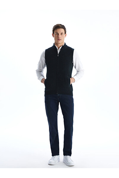 LC Waikiki Green Standard Fit Stand Collar Men's Knitwear Vest