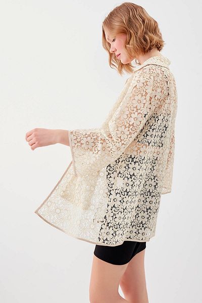 Vitrin Floral Patterned Transparent Cardigan