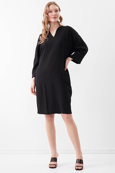 Vitrin V-Neck Sleeve Button Detailed Pocket Dress