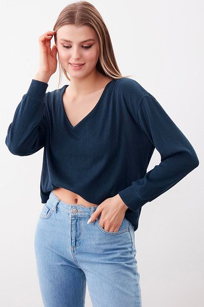 Vitrin Bluză casual cu decolteu în V