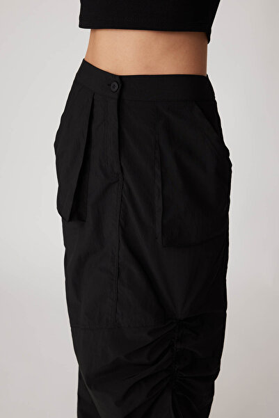 Vitrin Parachute Fabric Skirt with Gathered Front Pockets